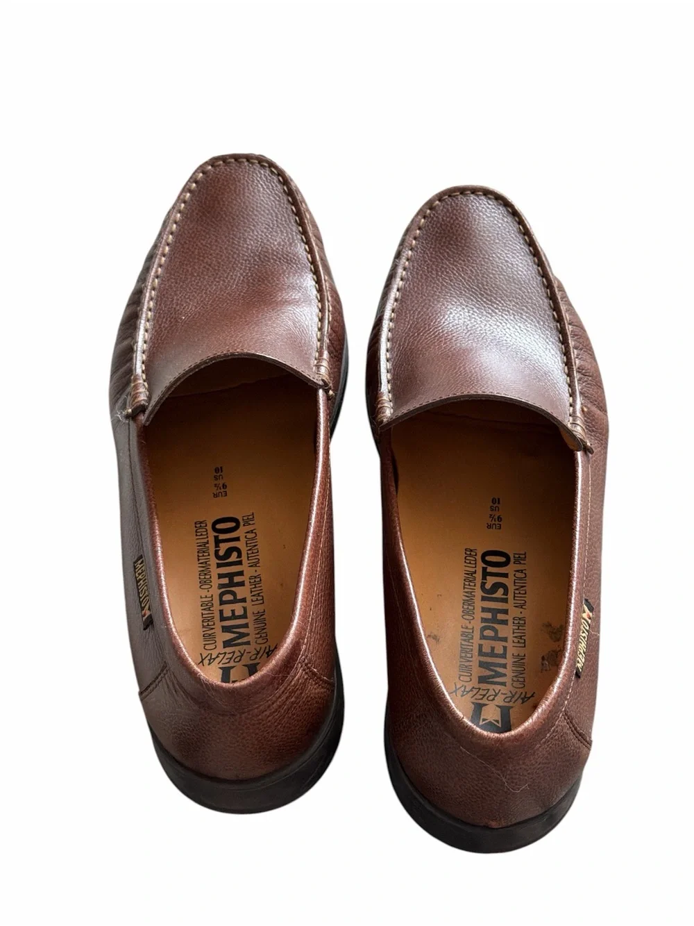 Mephisto Henri Chestnut Brown Pebbled Leather Slip-On Loafers